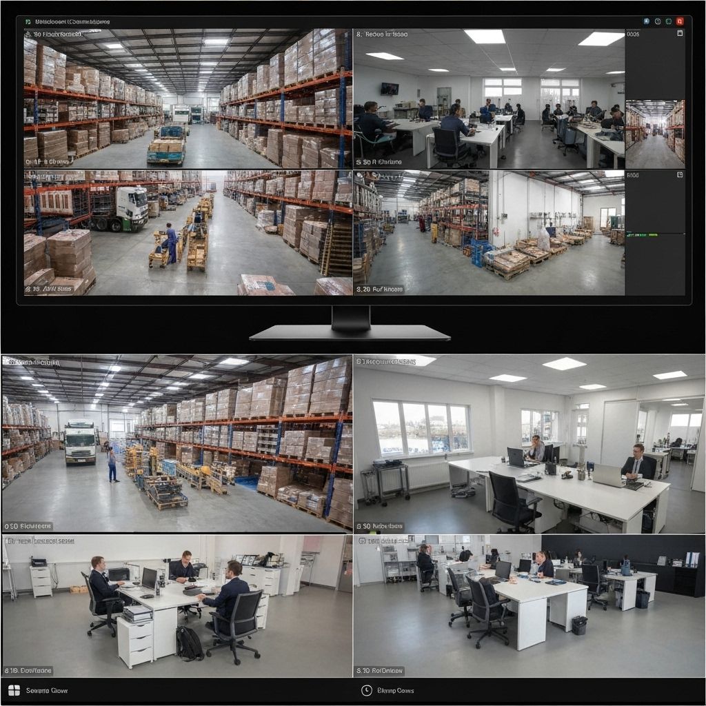 Business video surveillance monitoring system with multiple camera views